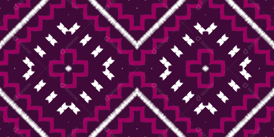 Padrão sem Emenda de Origem Étnica Tribal Ilustração Rosa e Branco Vetor EPS