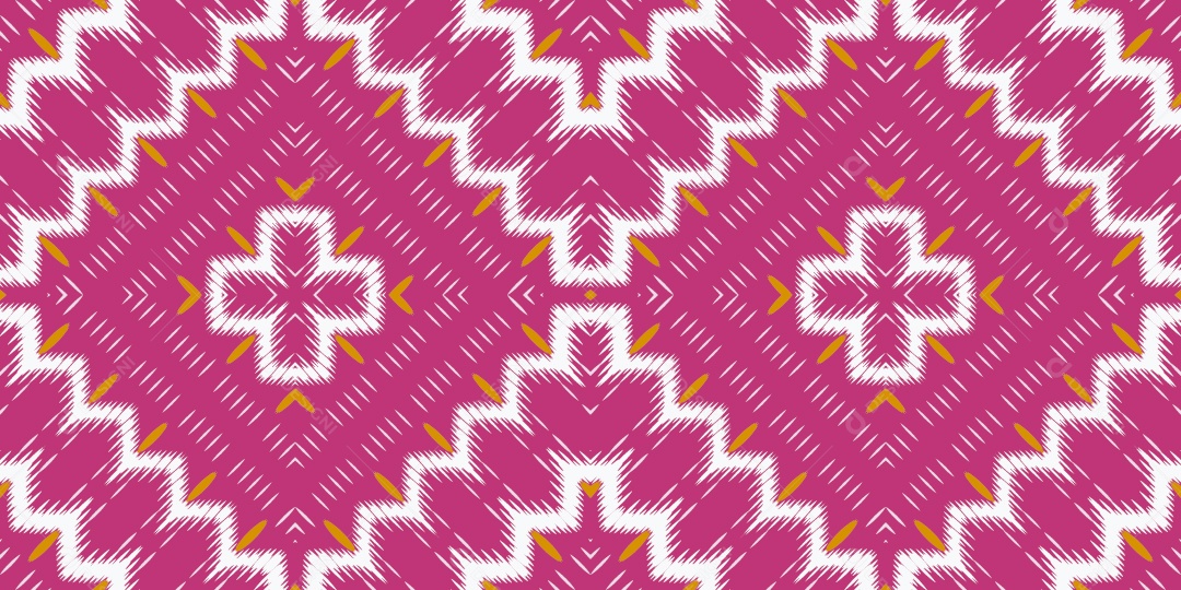 Ilustração Padrão sem Emenda de Origem Étnica Tribal Rosa Branco e Amarelo Vetor EPS