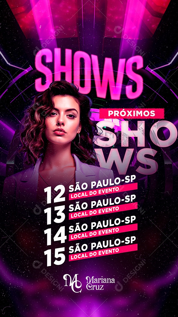 Story Flyer Próximos Shows Mariana Cruz Social Media PSD Editável
