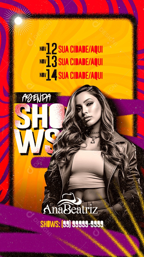 Story Flyer Agenda Shows Ana Beatriz Social Media PSD Editável