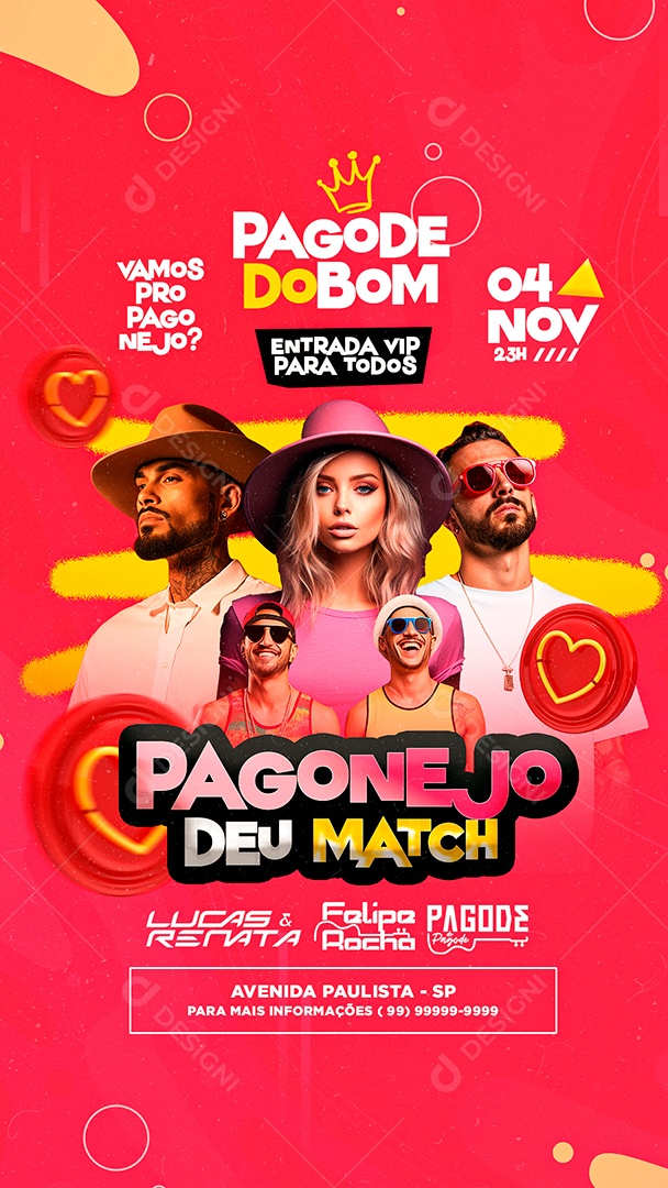 Story Flyer Pagode Do Bom Pagonejo Deu Match Lucas & Renata Felipe Rocha Social Media PSD Editável