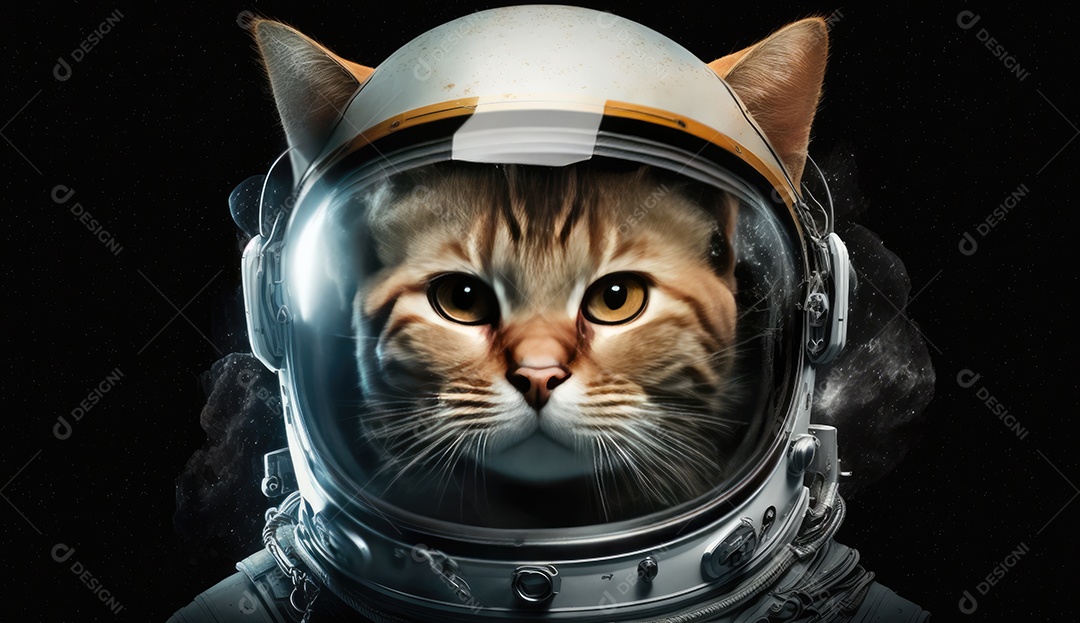 Um gato astronauta na imensidão do universo