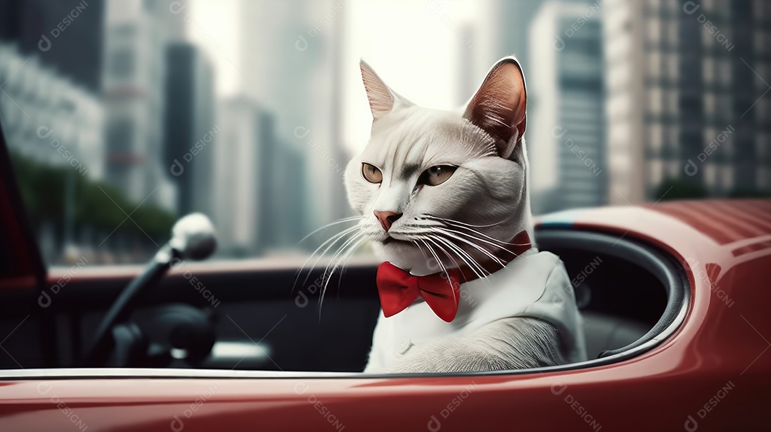Gato de estimação passeando em carro