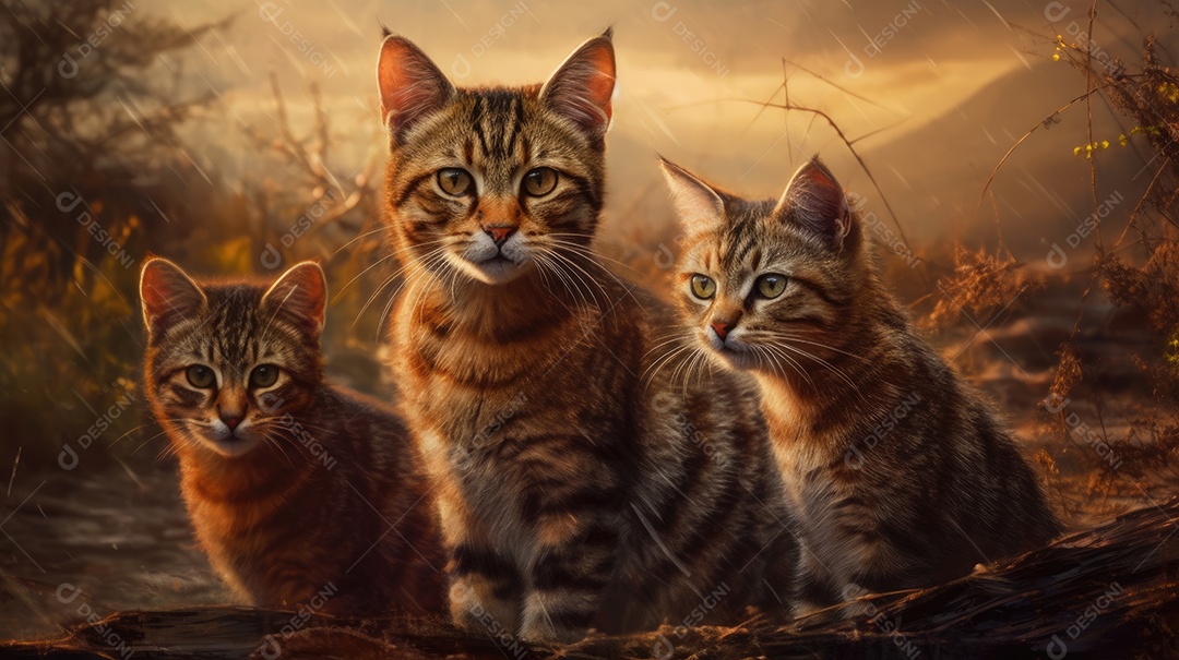 Gatos selvagem na floresta