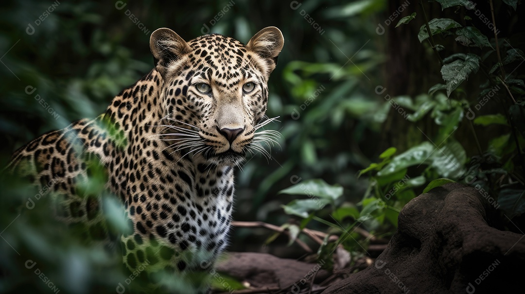 Onça pintada em meio da natureza
