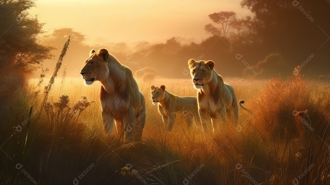 Uma alcateia de leoas lindas