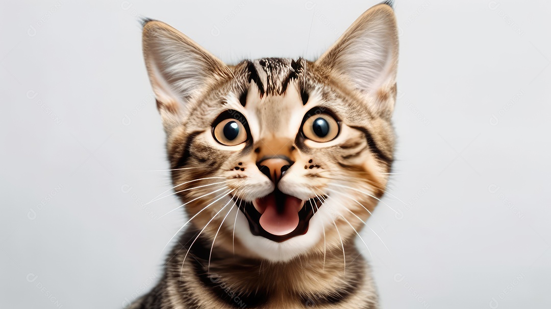 Gato fofo com a boca aberta