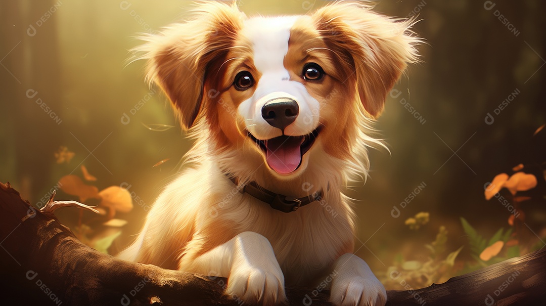 Uma linda cachorrinha peluda na natureza