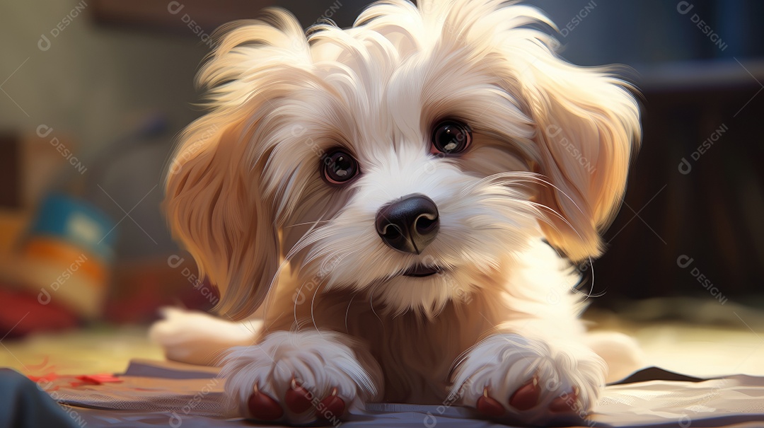 Um lindo cachorrinho filhote deitado