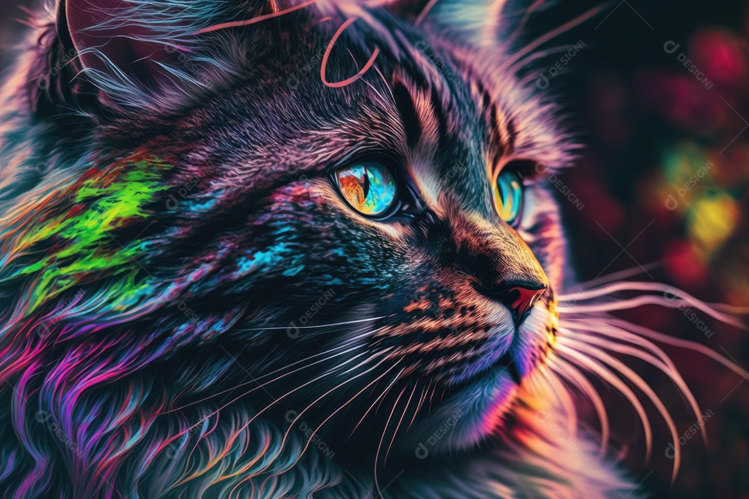 Um lindo gato sujo de tintas