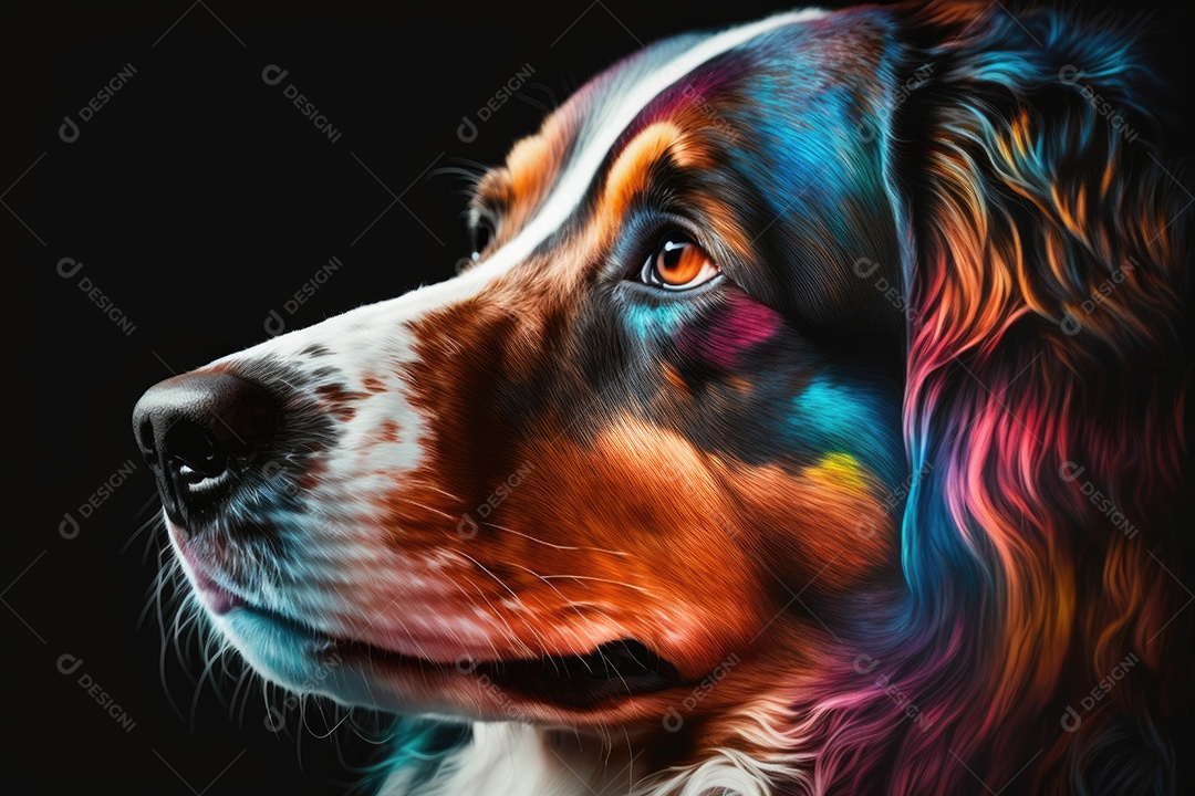 Cachorro lindo com tinta nos pelo