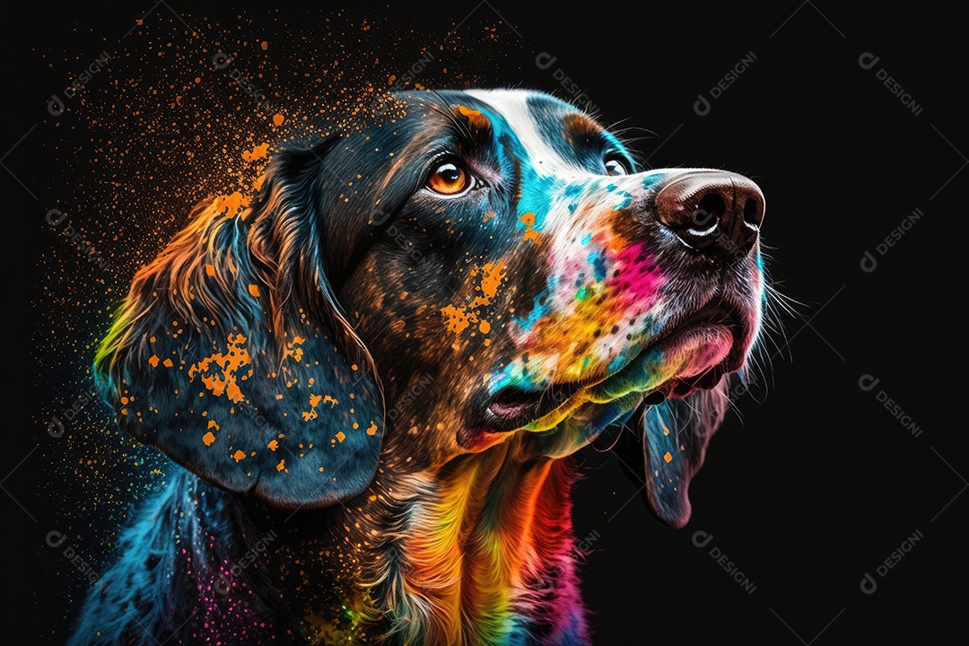 Cachorro com tintas no pelo