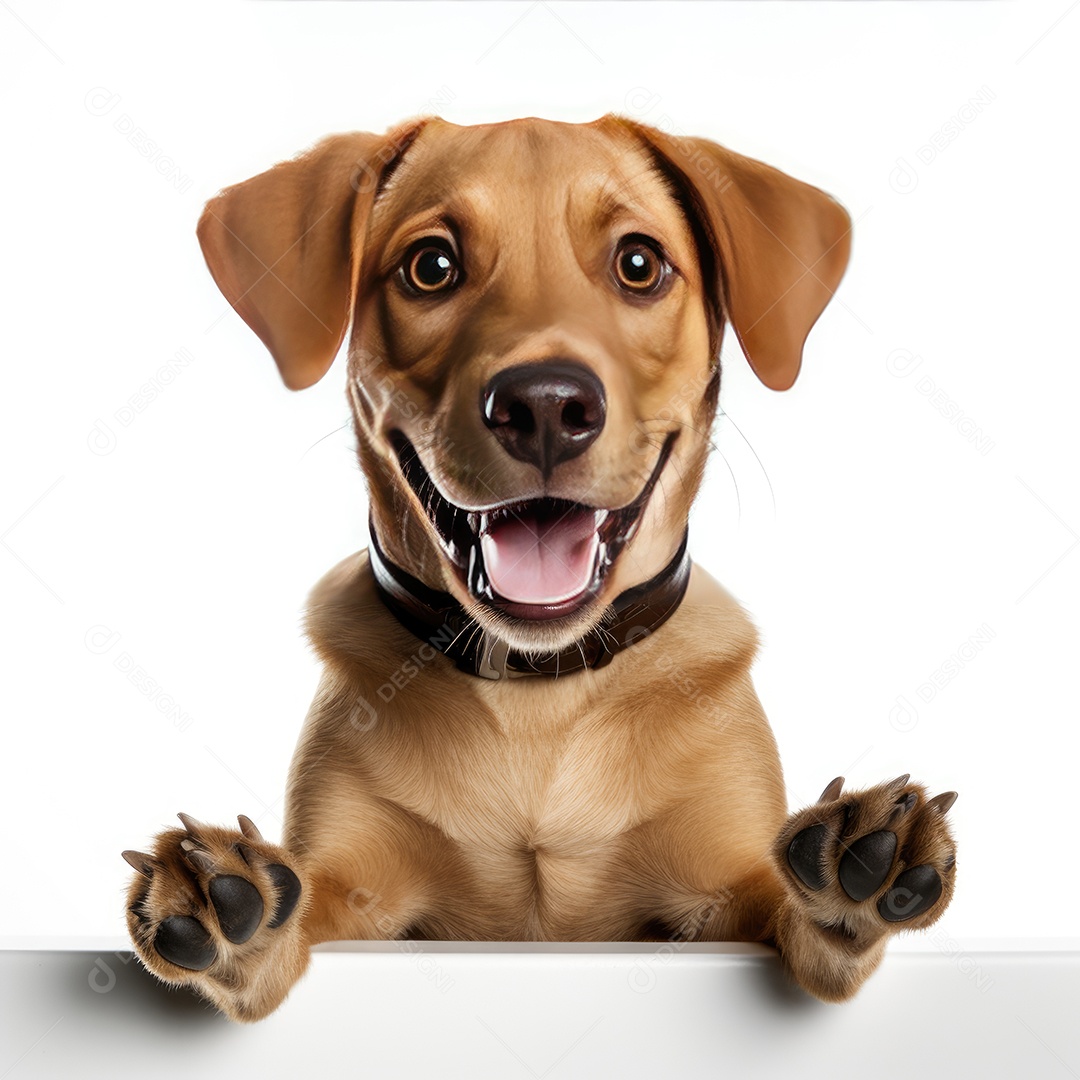 Cachorro fofo em pé sobre fundo branco