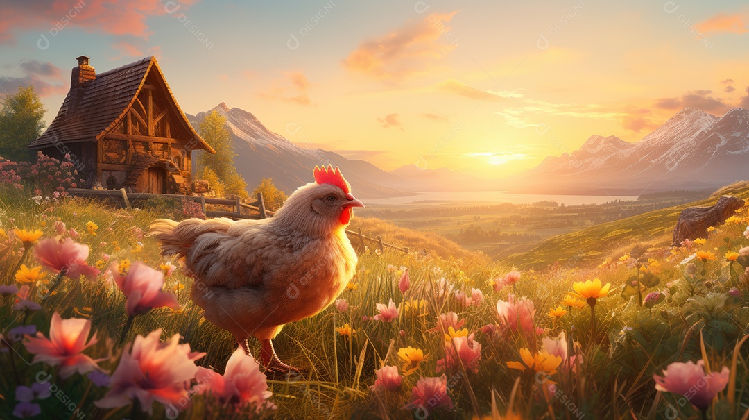 Uma galinha no terreiro da fazenda