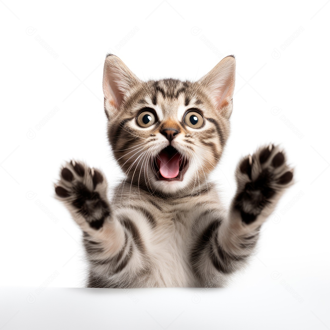 Gato engraçado sobre fundo branco