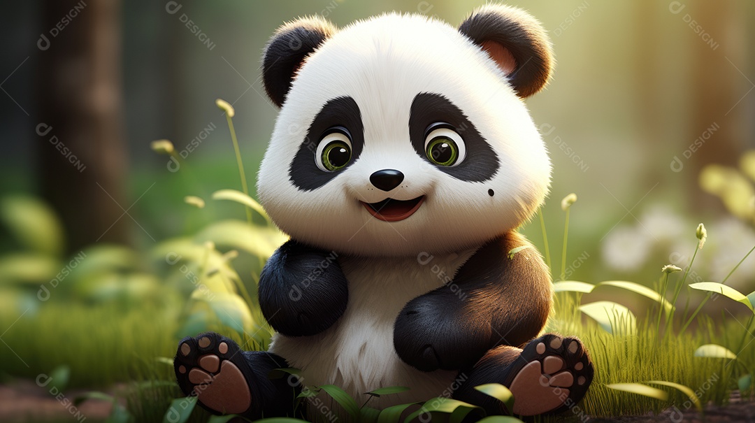 A imagem mostra um panda gigante filhote