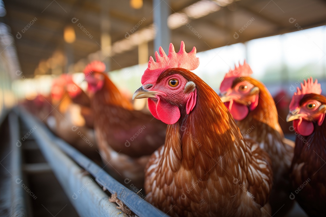 Galinhas em uma granja