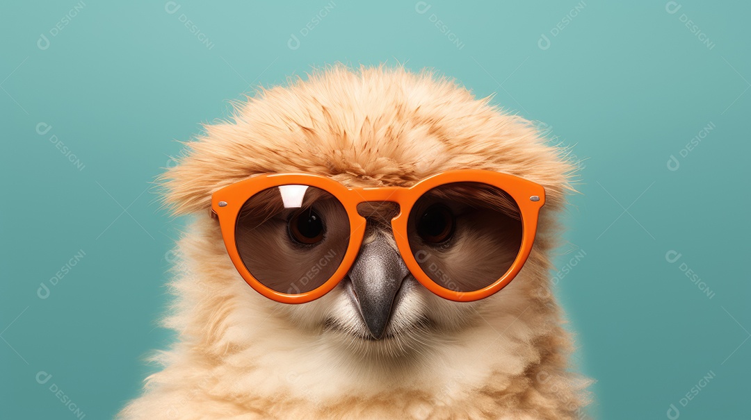 Coruja bebê usando óculos de sol