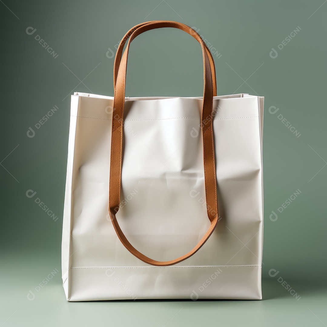 Bolsa de couro com alça bege linda sobre fundo claro