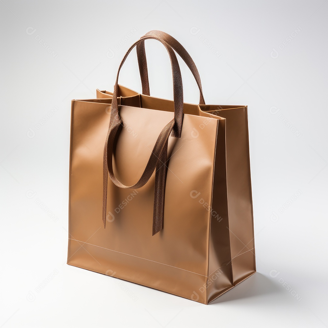 Bolsa de couro bege linda sobre fundo branco