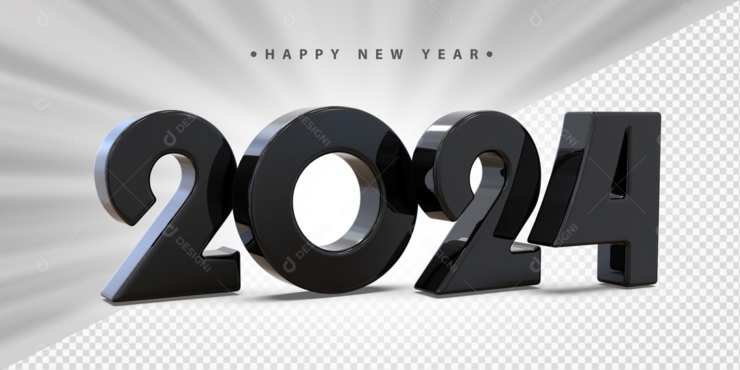 Número 3D 2024 Preto Para Composição PSD