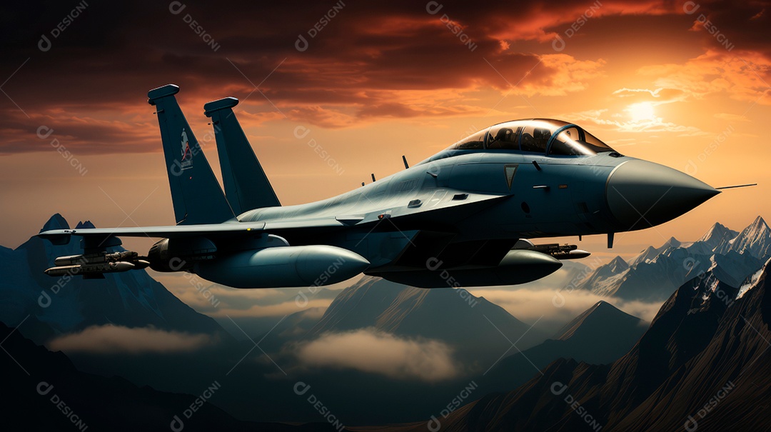 Avião de combate sobre um voo.