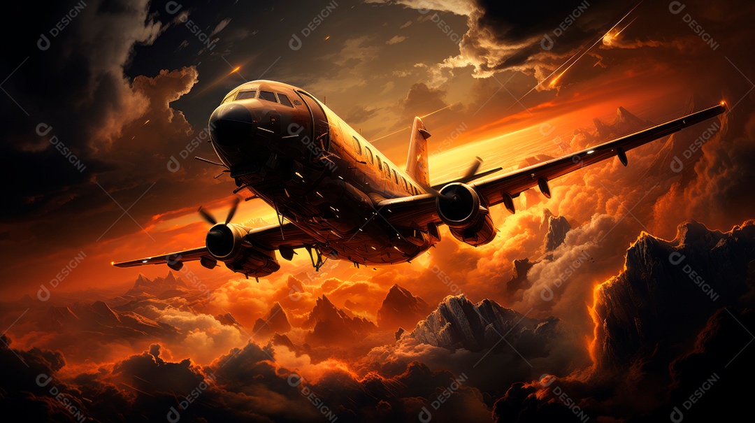 Avião de combate sobre um voo.