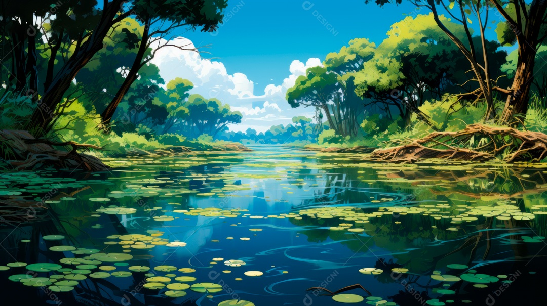 Pessoas andando sobre floresta.