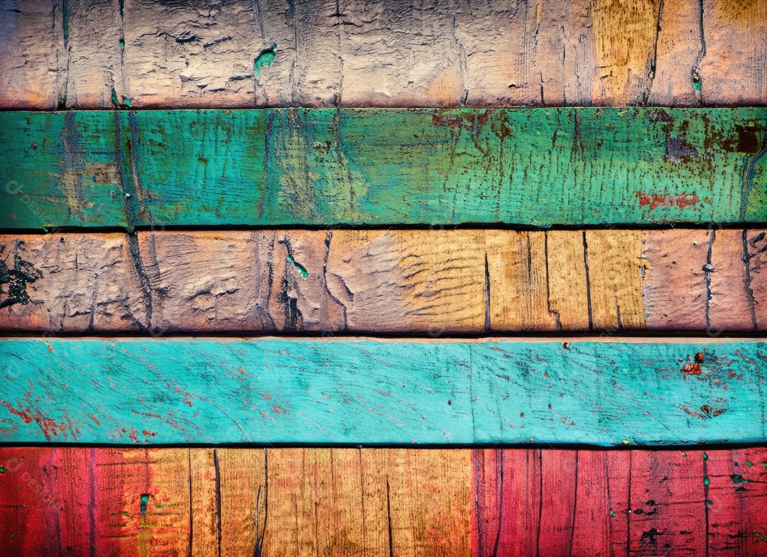 Fundo de madeira velho, sujo e colorido