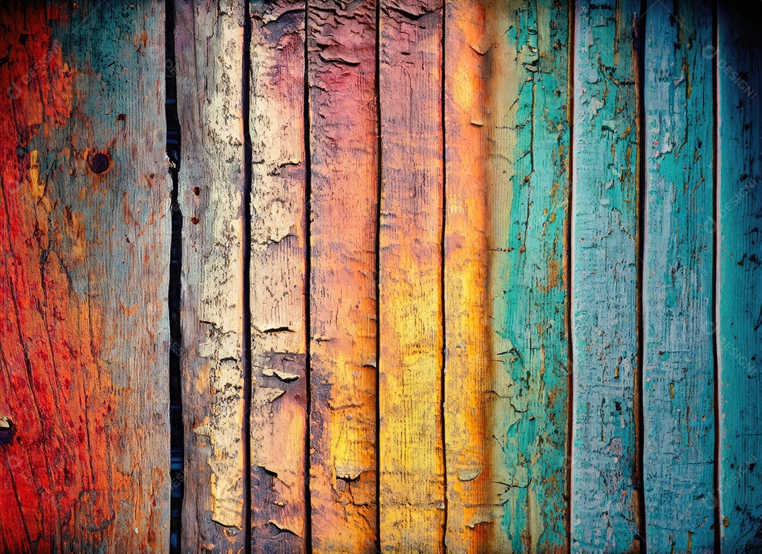 Fundo de madeira velho, sujo e colorido