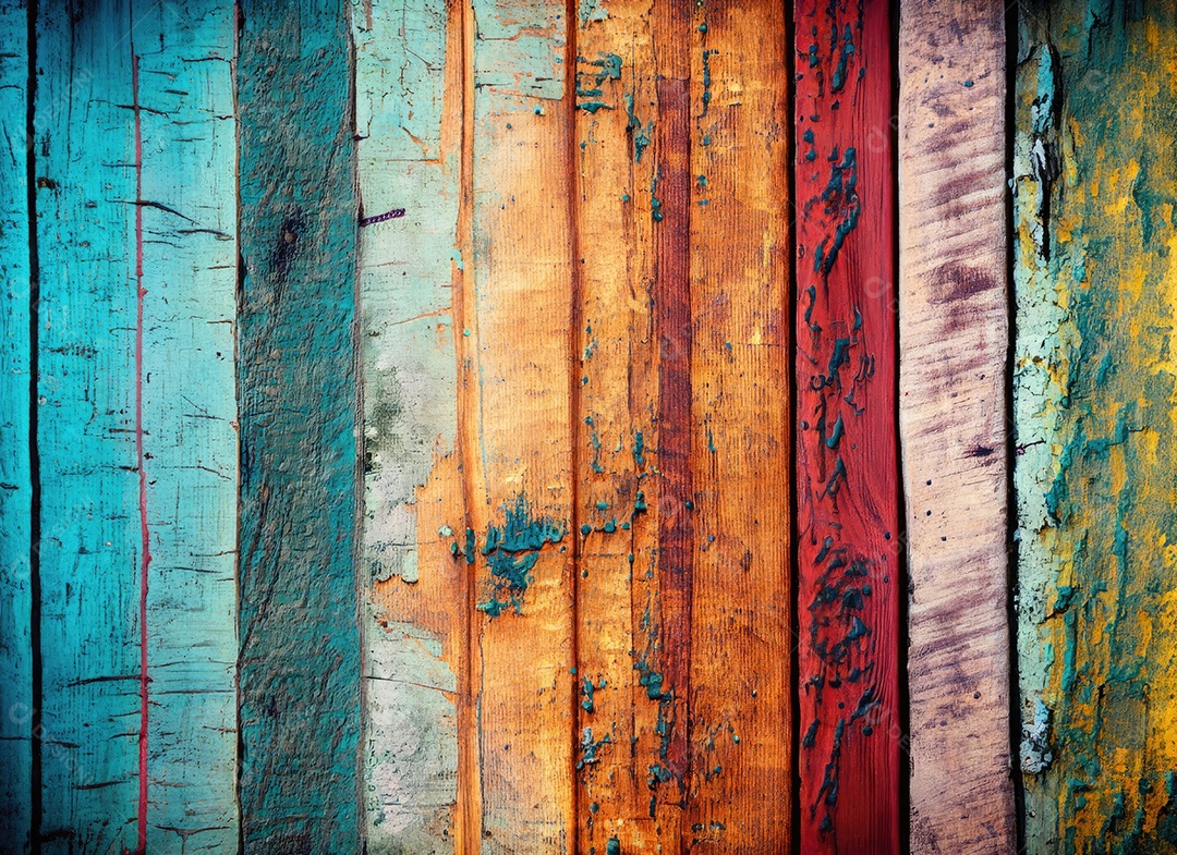 Fundo de madeira velho, sujo e colorido