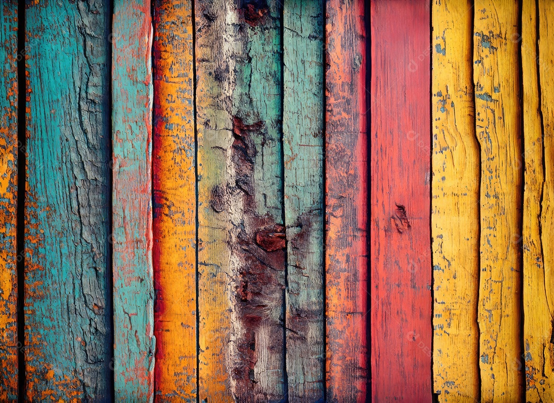 Fundo de madeira velho, sujo e colorido