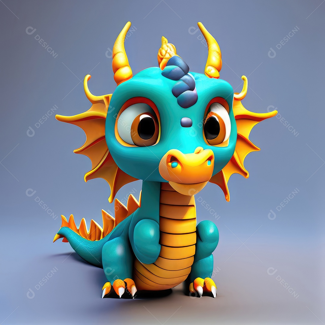 Animação de desenho animado dragão chinês bebê