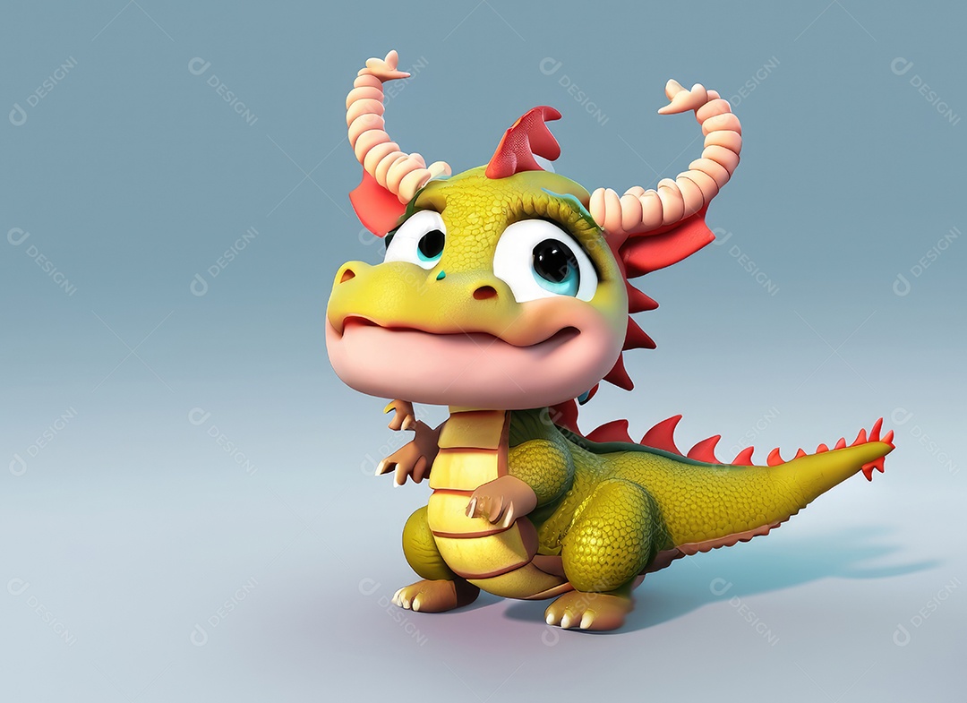 Animação de desenho animado dragão chinês bebê