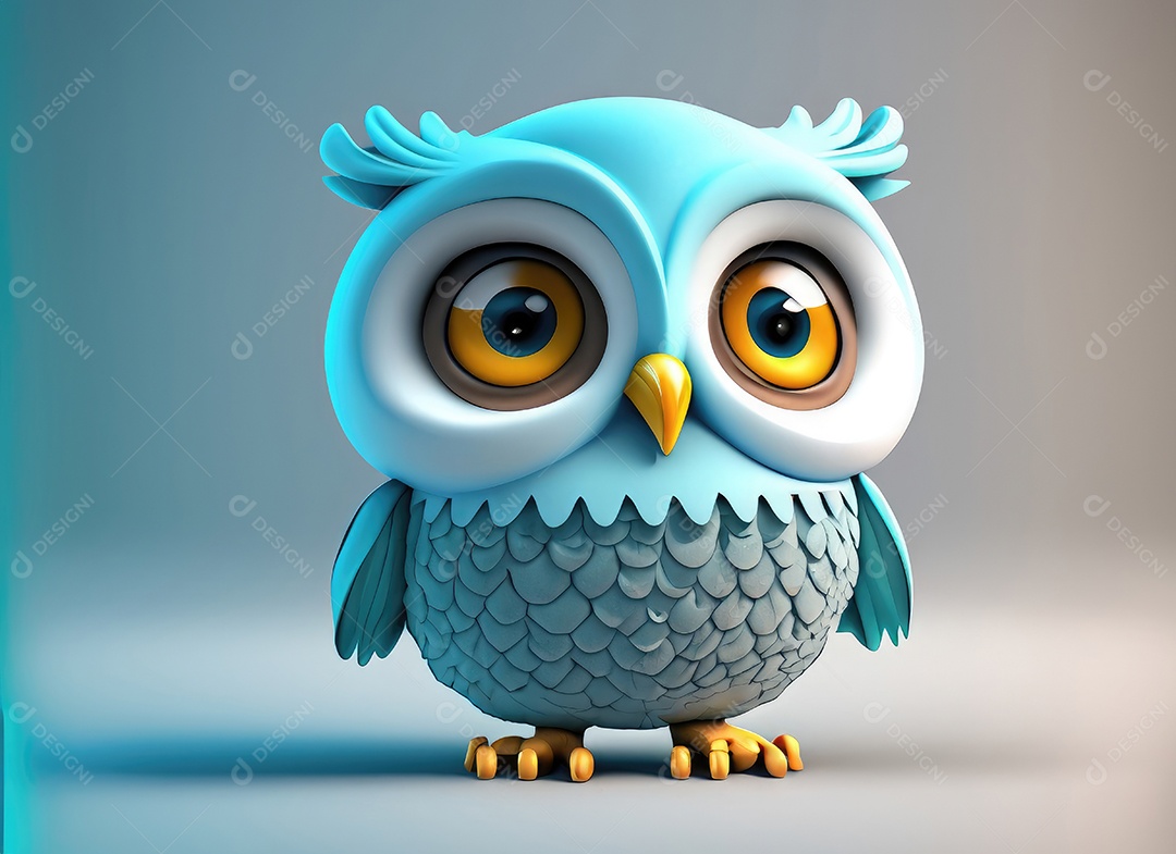 Personagem de coruja de desenho animado bonito 3D.