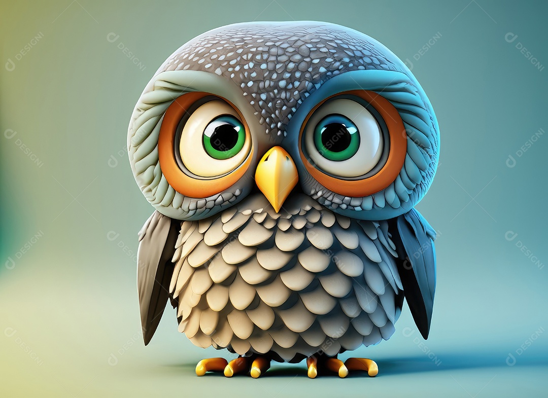 Personagem de coruja de desenho animado bonito 3D.