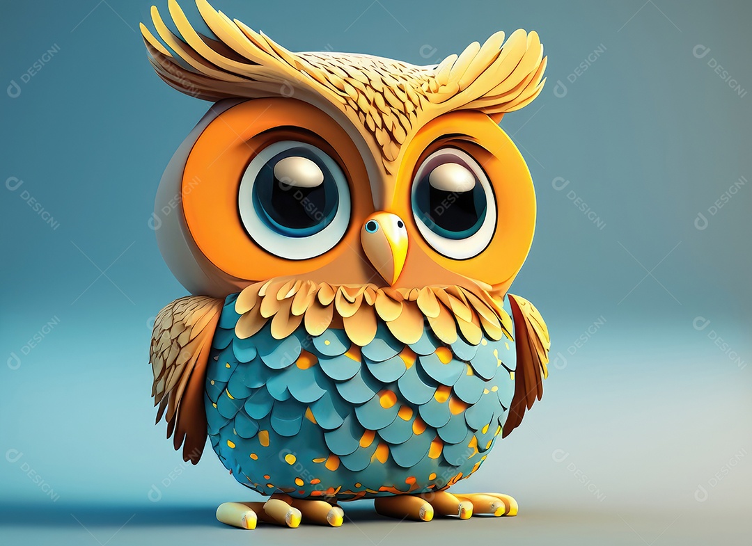 Personagem de coruja de desenho animado bonito 3D.
