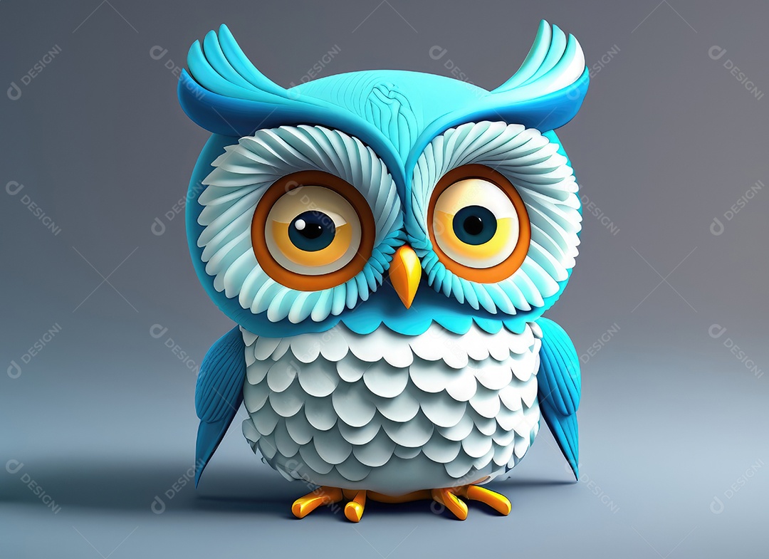 Personagem de coruja de desenho animado bonito 3D.