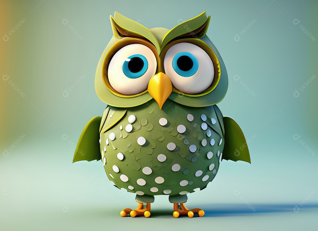 Personagem de coruja de desenho animado bonito 3D.