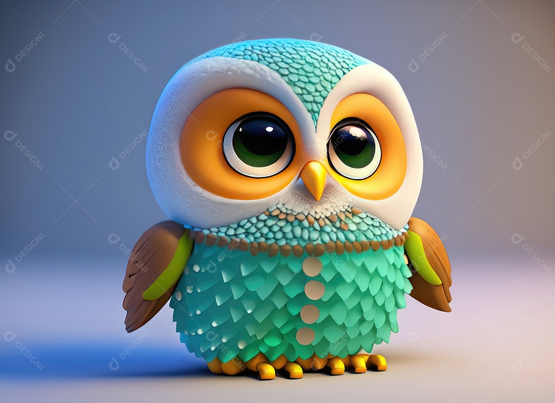 Personagem de coruja de desenho animado bonito 3D.