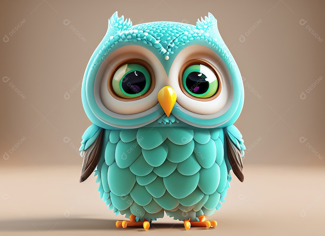 Personagem de coruja de desenho animado bonito 3D.