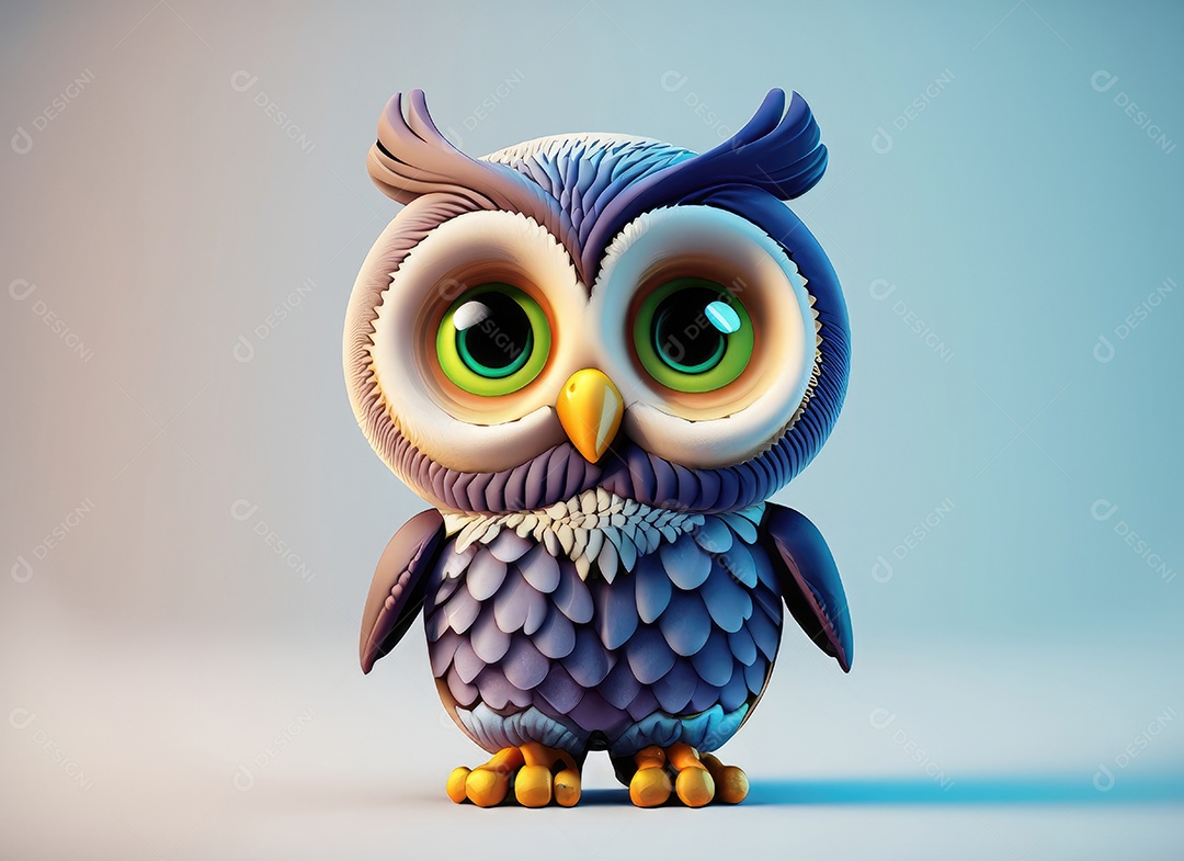Personagem de coruja de desenho animado bonito 3D.