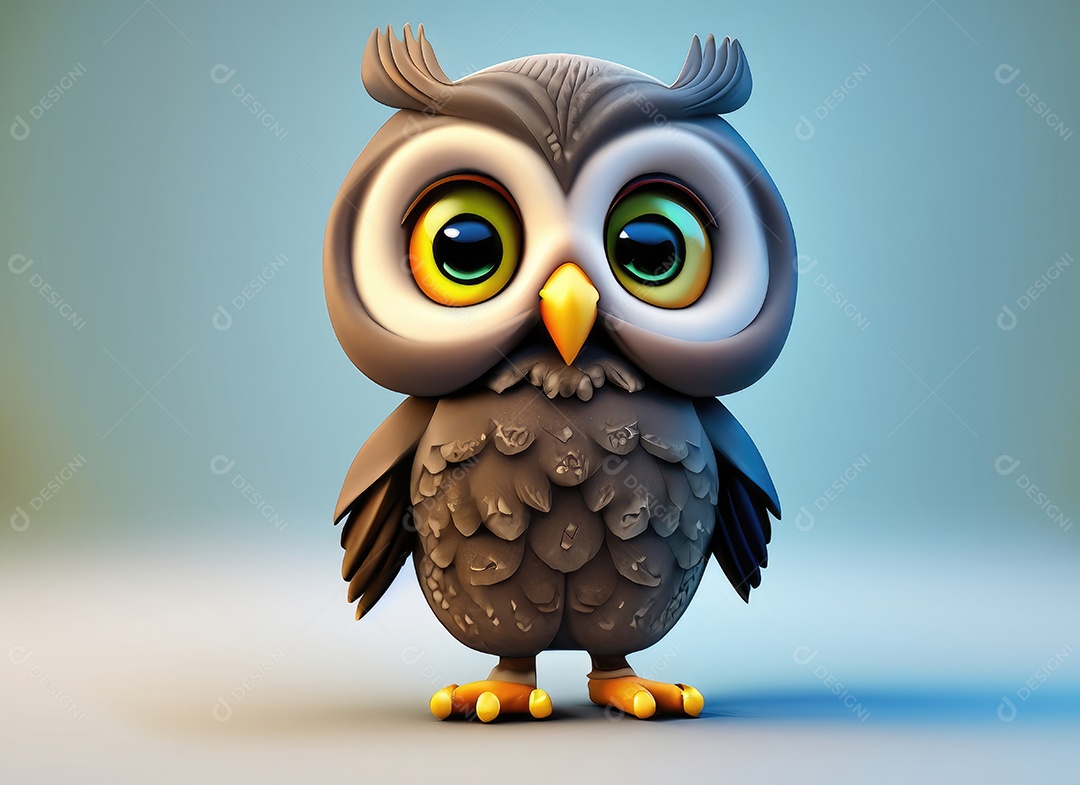 Personagem de coruja de desenho animado bonito 3D.