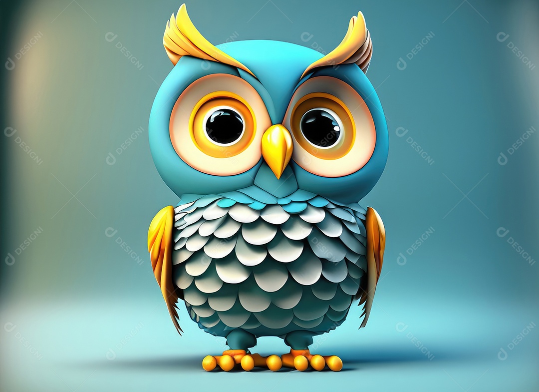 Personagem de coruja de desenho animado bonito 3D.