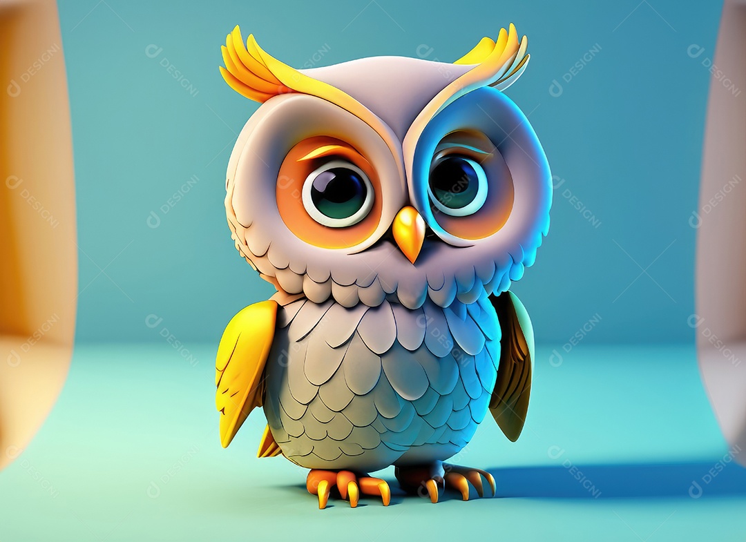 Personagem de coruja de desenho animado bonito 3D.