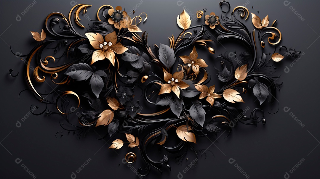 Coração sobre fundo isolado com formato de flores.