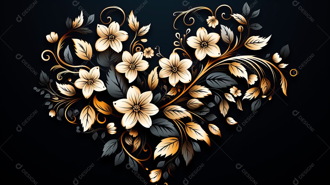 Coração sobre fundo isolado com formato de flores.