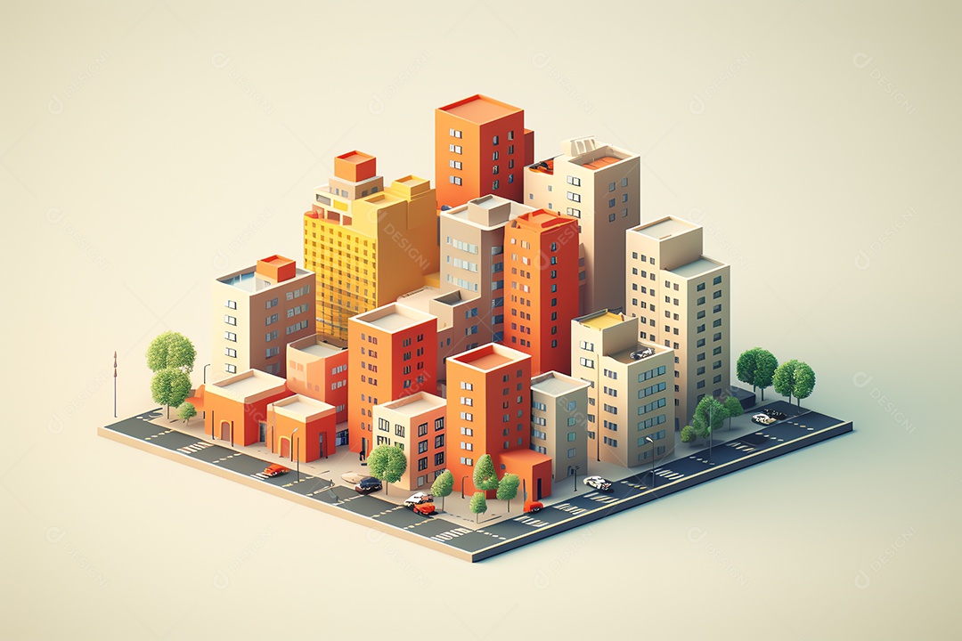 Exterior do moderno escritório da cidade de construção estilo mínimo isométrico, arquitetura empresarial