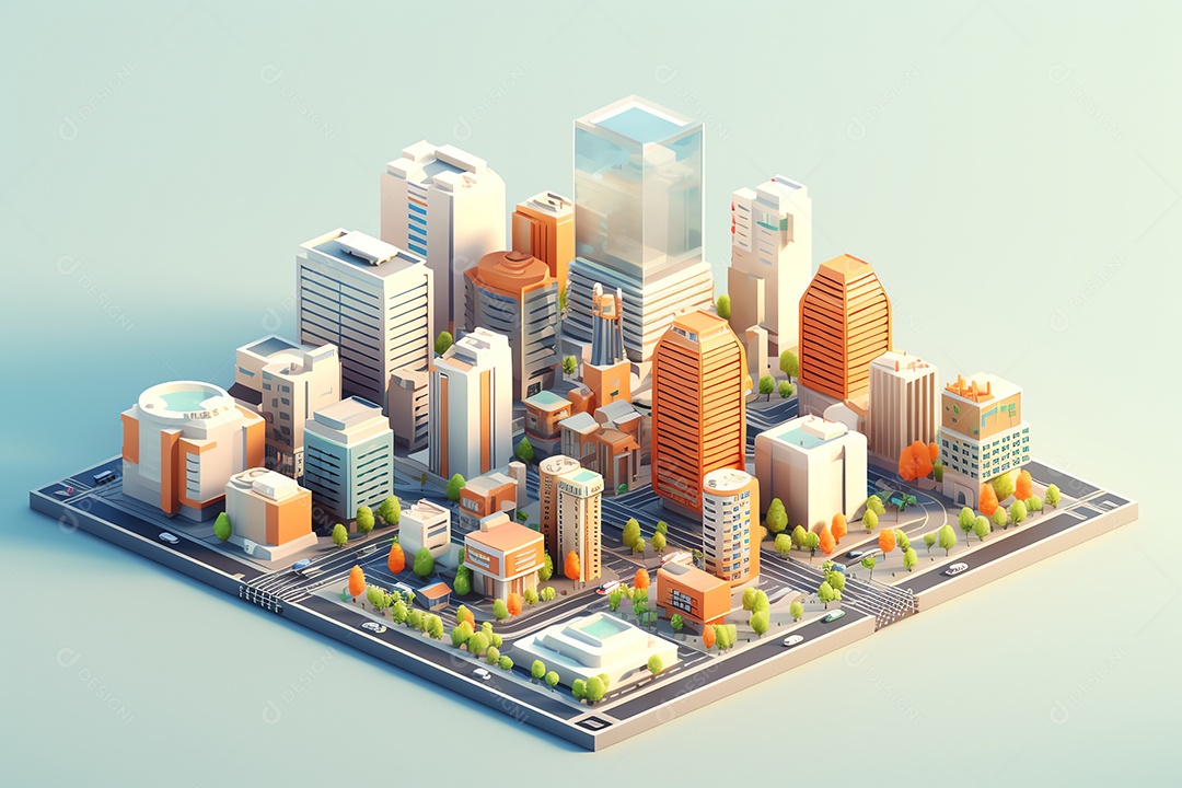 Exterior do moderno escritório da cidade de construção estilo mínimo isométrico, arquitetura empresarial