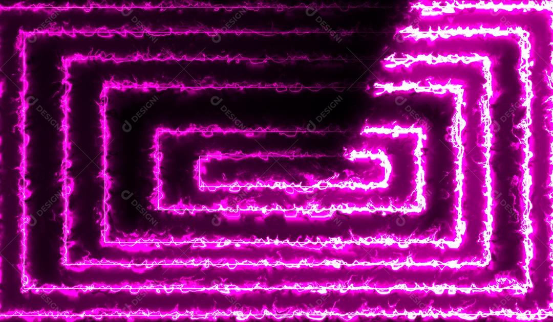 Labirinto neon rosa fluorescente em fundo preto